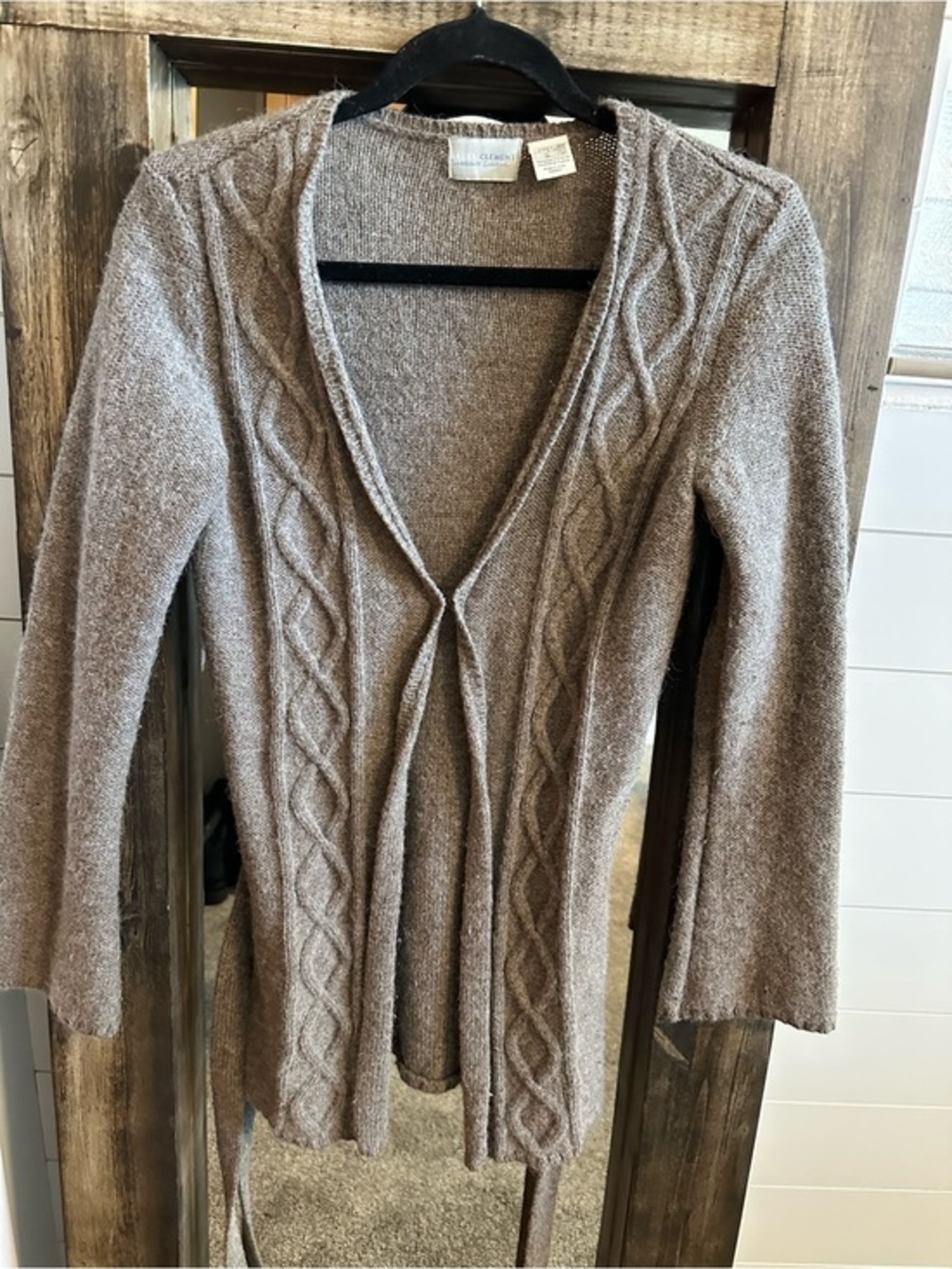 Laura Clement Wool Alpaca Blend Tie Waist Cardigan S 6/8 Cottagecore